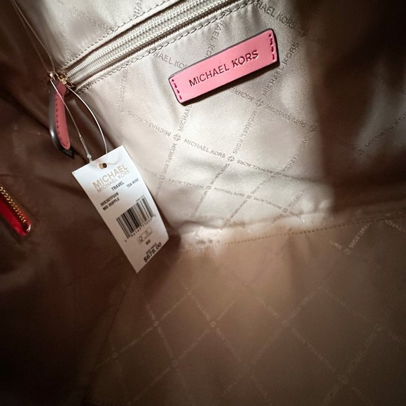 Michael Kors Jet Set Medium Satchel Shoulder Duffle Bag + Wallet Tea Rose Multi - Picture 10 of 10